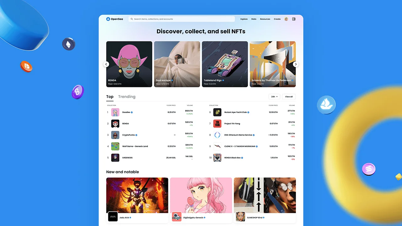 OpenSea NFT Marketplace Explained - Homepage
